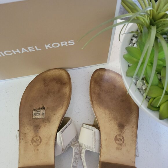 Michael Kors Signature Logo and Leather T-Strap Sandal - Picture 5 of 5